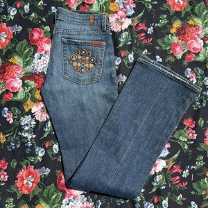 7 for all mankind Bootcut Jeans Embroidered metal & bedazzled back pockets 27
